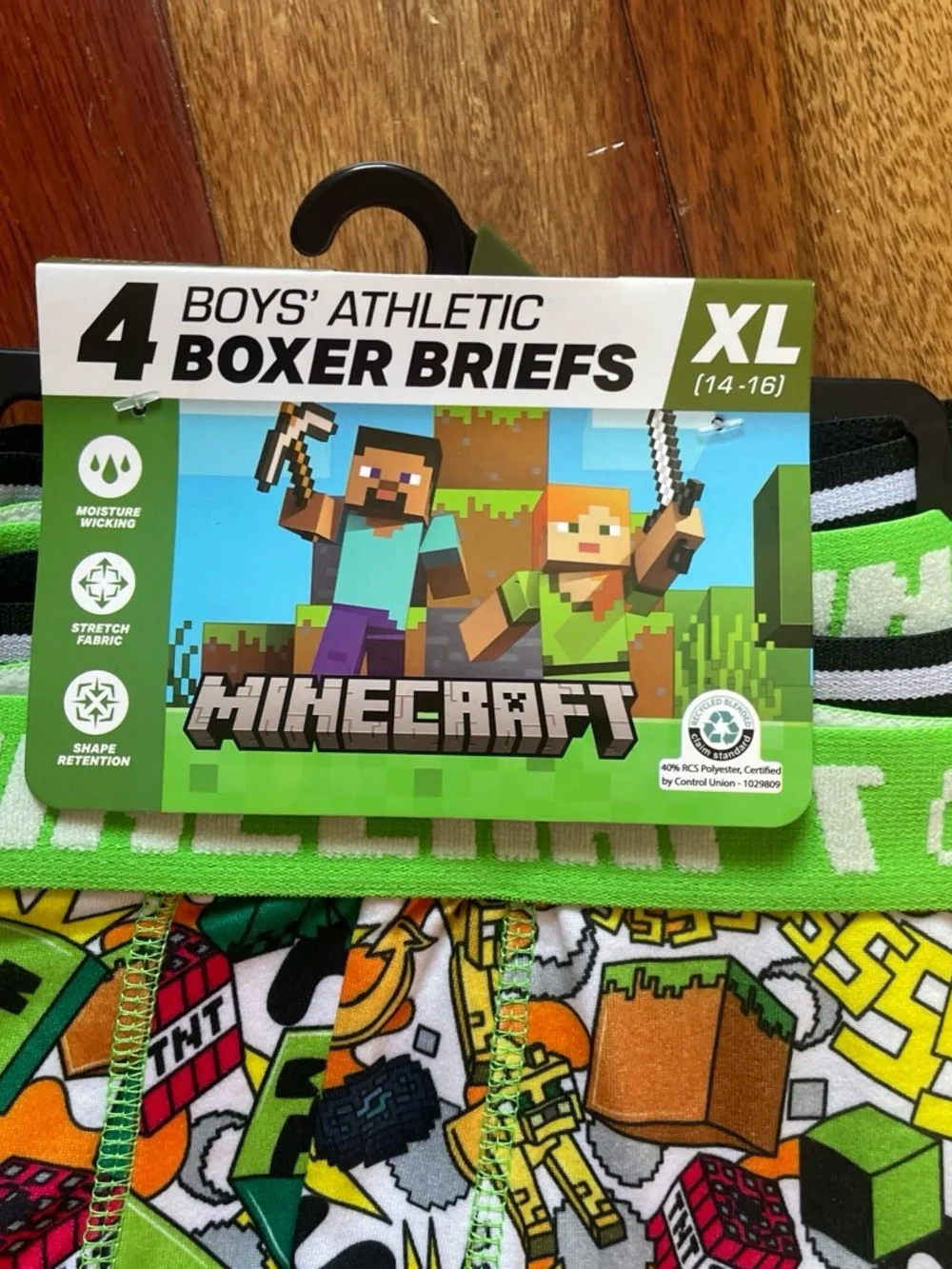 Minecraft Boys' Green Athletic Boxer Briefs - 4 Pack (XL)